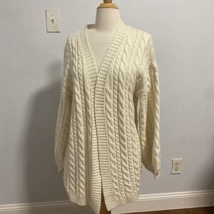 Petal and Pup Chunky Duster Cardigan Womens S Neutral Cable‎ Knit Minimalist